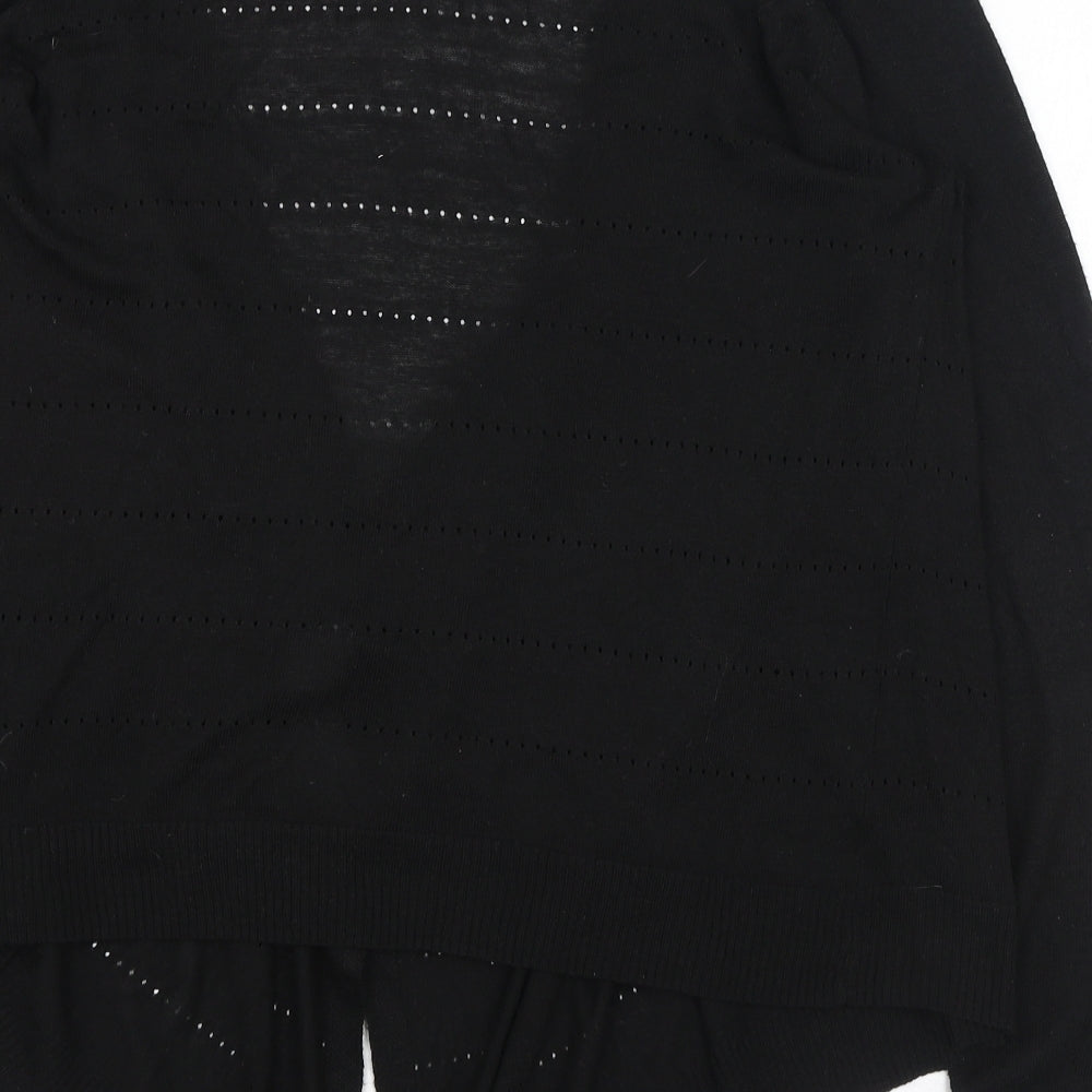 Brand and care label for Tu women’s black round neck polyester cardigan jumper, size UK 10