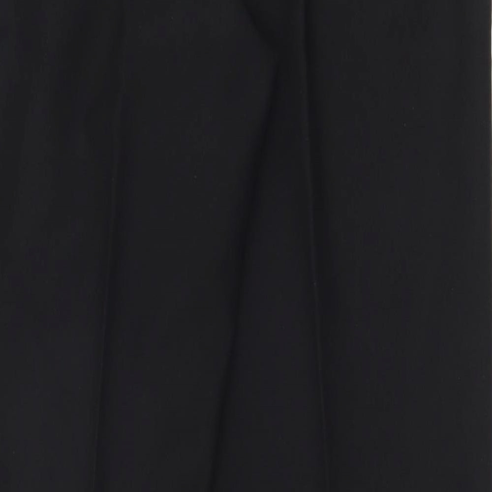 Brand and care label for XE women’s black polyester dress pants trousers, size UK 12, 30-inch leg regular zip