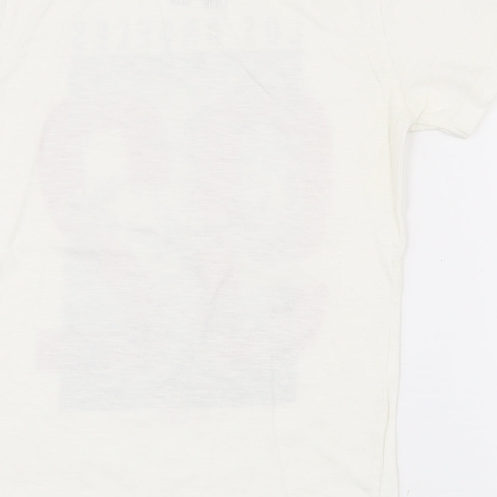 Primark Girls White 100% Cotton Pullover T-Shirt Size 7-8 Years Crew Neck Pullover - Aysemmetrical Hem