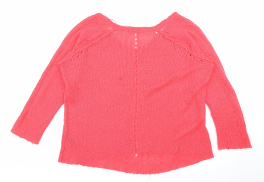 George Womens Red Scoop Neck Acrylic Pullover Jumper Size 16