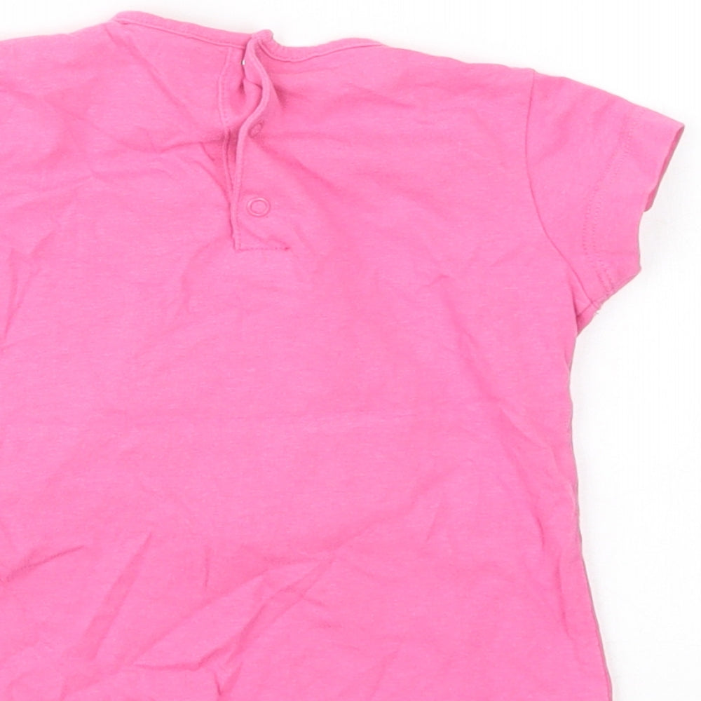 Losan Baby Pink Cotton Basic T-Shirt Size 9-12 Months Crew Neck Snap - Jungle Princess