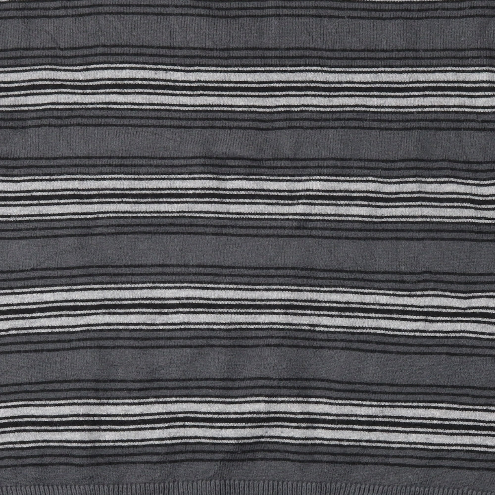 Gap Mens Grey V-Neck Striped Cotton Pullover Jumper Size L