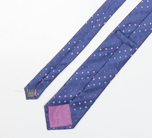 Marks and Spencer Mens Blue Polka Dot Silk Pointed Tie One Size