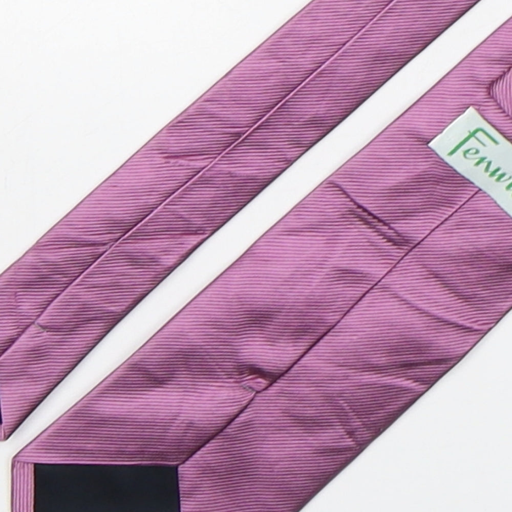 Brand and care label for Fenwick men’s purple silk pointed tie one size