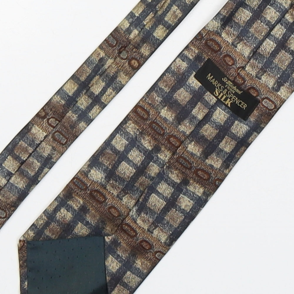 Brand and care label for Marks & Spencer men’s multicoloured geometric silk pointed tie one size