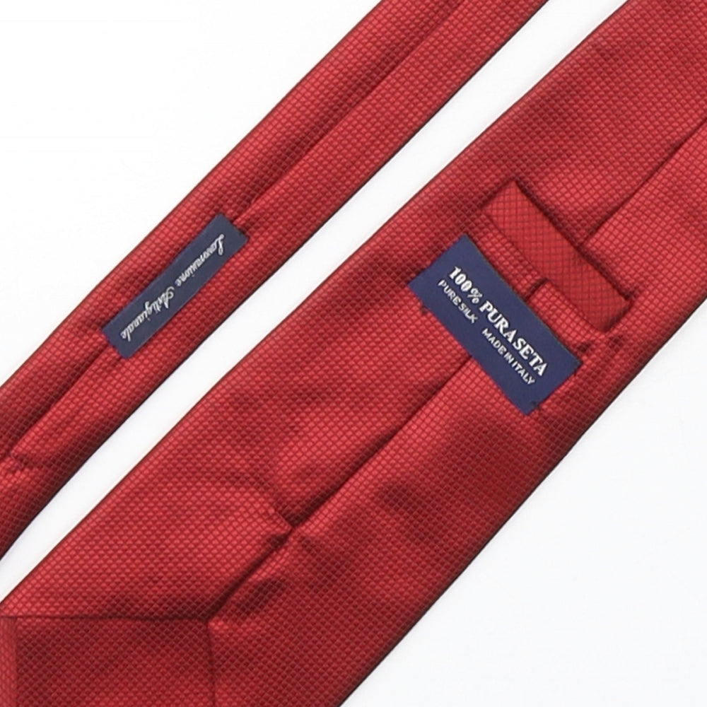 Preworn Mens Red Plaids & Checks Silk Pointed Tie One Size