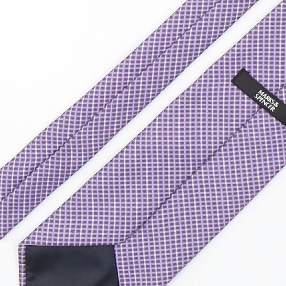 Marks and Spencer Mens Purple Plaids & Checks Polyester Pointed Tie One Size