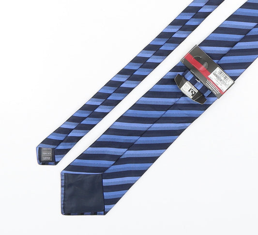Marks and Spencer Mens Blue Striped Polyester Pointed Tie One Size