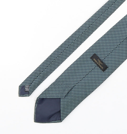 Marks and Spencer Mens Green Geometric Polyester Pointed Tie One Size