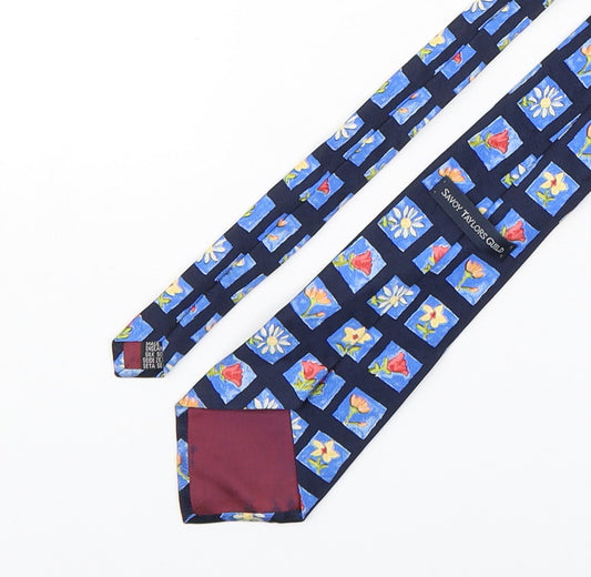 Savoy Taylors Guild Mens Blue Floral Silk Pointed Tie One Size