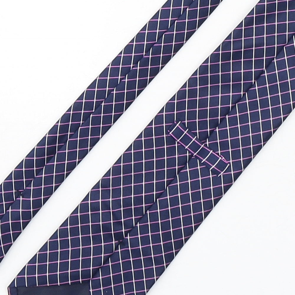 Brand and care label for Marks & Spencer men’s purple plaids & checks silk pointed tie one size
