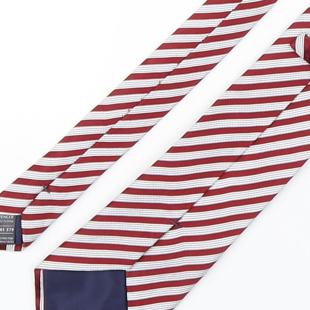 Marks and Spencer Mens Multicoloured Striped Silk Pointed Tie One Size