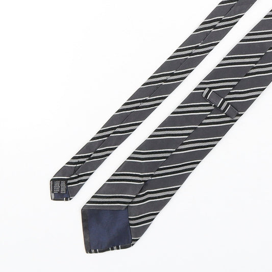 Preworn Mens Grey Striped Silk Pointed Tie One Size