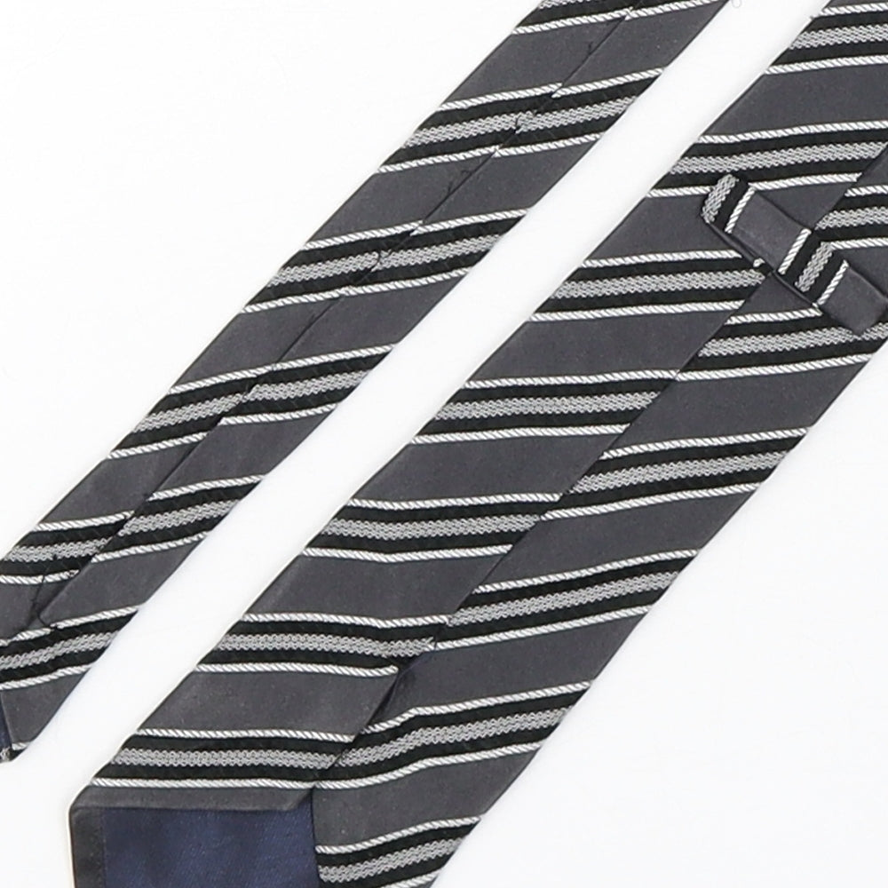Preworn Mens Grey Striped Silk Pointed Tie One Size