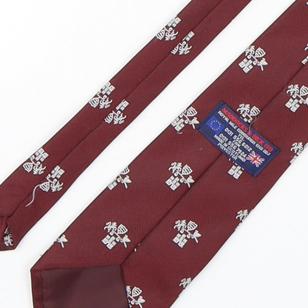 maddocks & Dick Mens Red Geometric Polyester Pointed Tie One Size