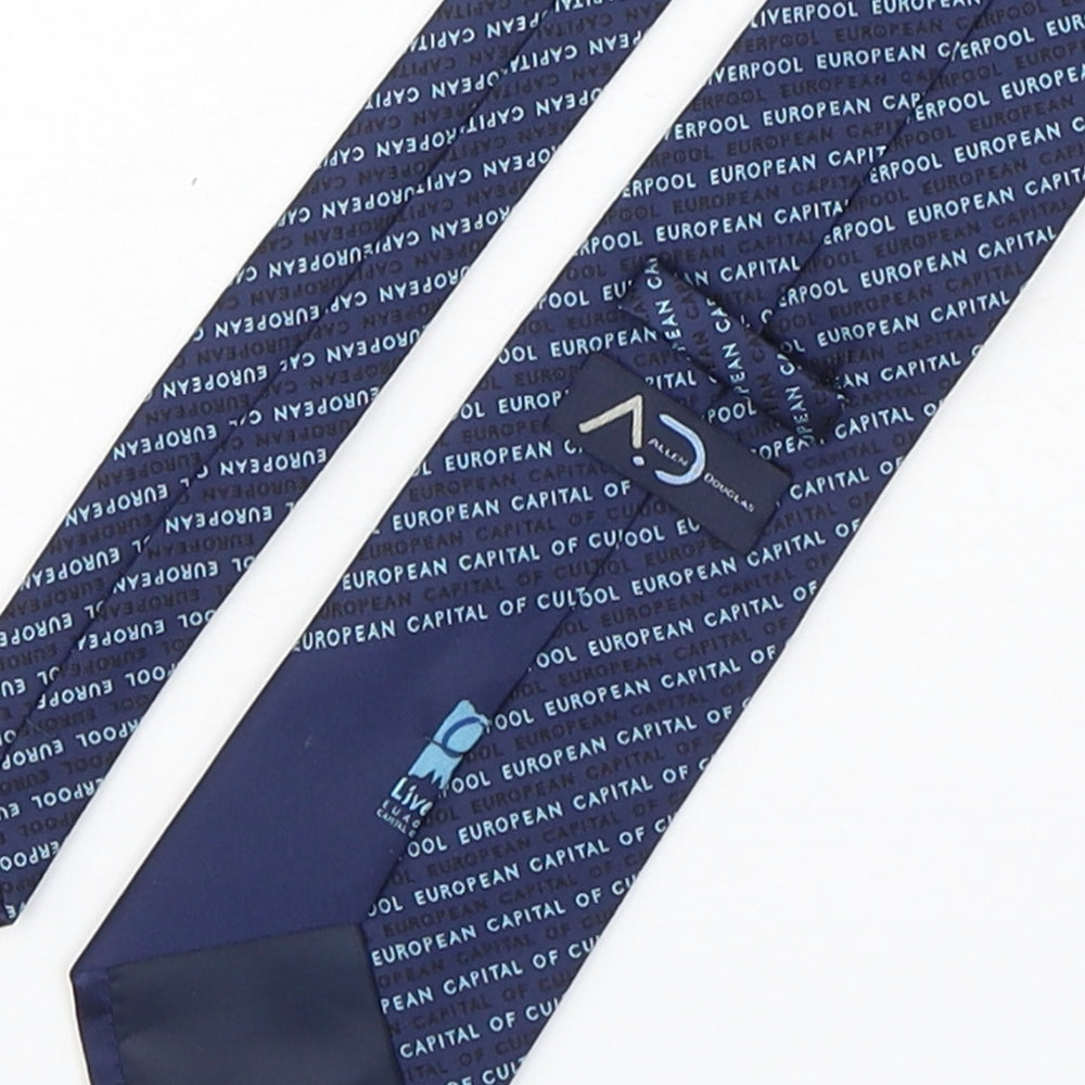 Allen Douglas Mens Blue Geometric Polyester Pointed Tie One Size - Liverpool European Capital Of Culture