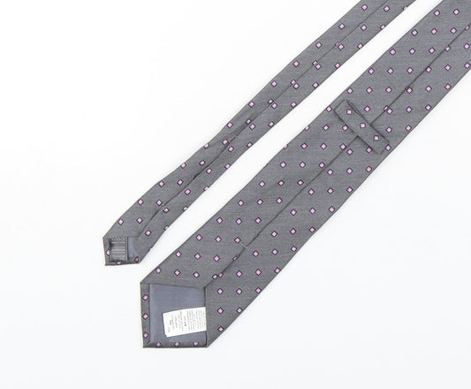 Marks and Spencer Mens Grey Geometric Silk Pointed Tie One Size