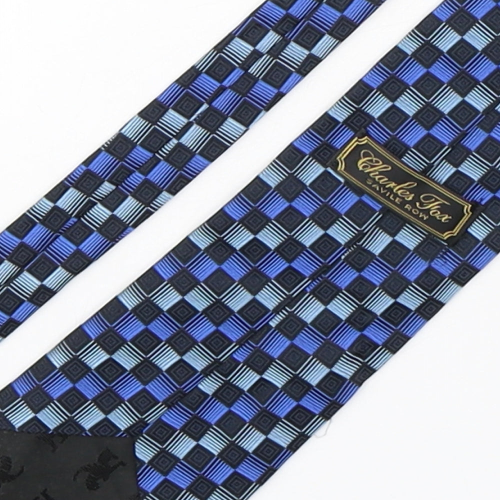 Charles Fox Mens Multicoloured Plaids & Checks Silk Pointed Tie One Size