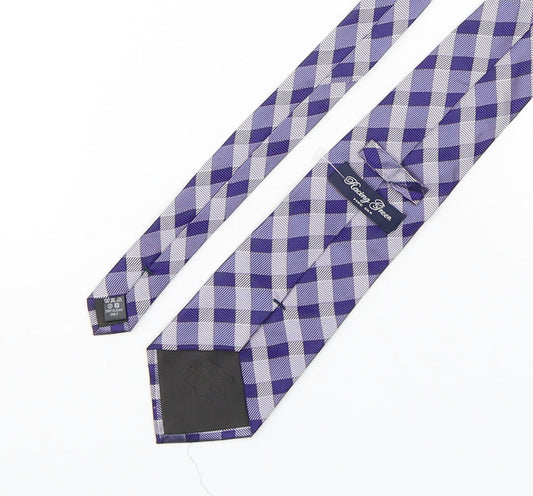 Racing Green Mens Purple Plaids & Checks Silk Pointed Tie One Size