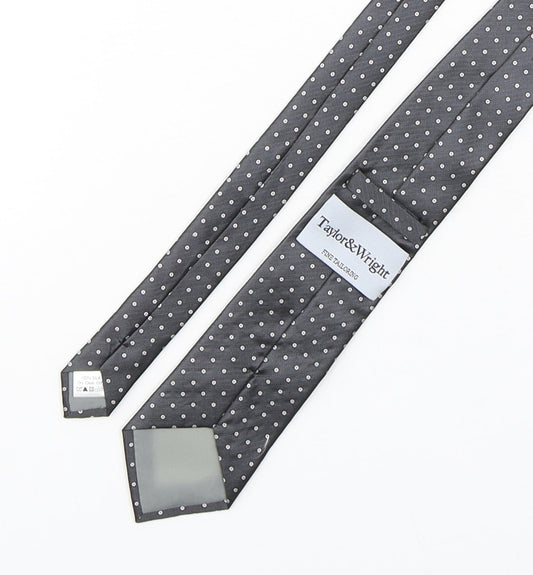 Taylor & Wright Mens Grey Polka Dot Silk Pointed Tie One Size