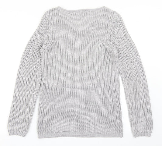 BHS Womens Grey Scoop Neck Acrylic Pullover Jumper Size 10