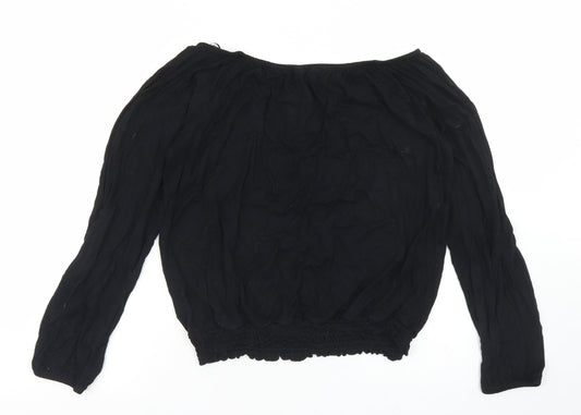 Womens UK Size 12 Peacocks Black Basic Blouse
