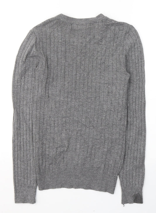 Primark Womens Grey Viscose Jersey T-Shirt Size 10 Roll Neck