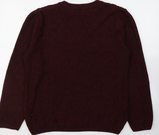 Topman Mens Red Round Neck Acrylic Pullover Jumper Size M