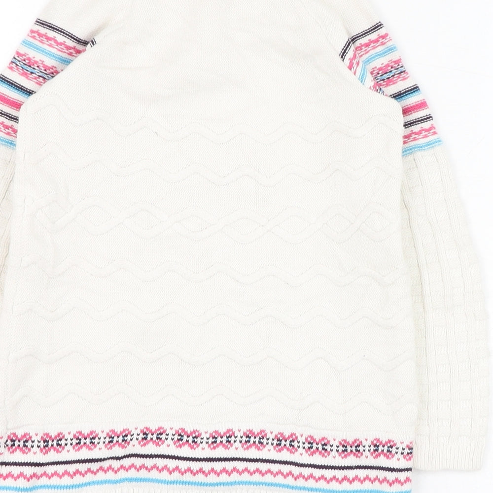 Chelsea's Corner Girls Ivory Round Neck Cotton Pullover Jumper Size 2-3 Years Button