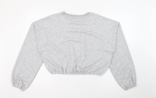 Boohoo Womens Grey Crew Neck Polyester Pullover Jumper Size 12