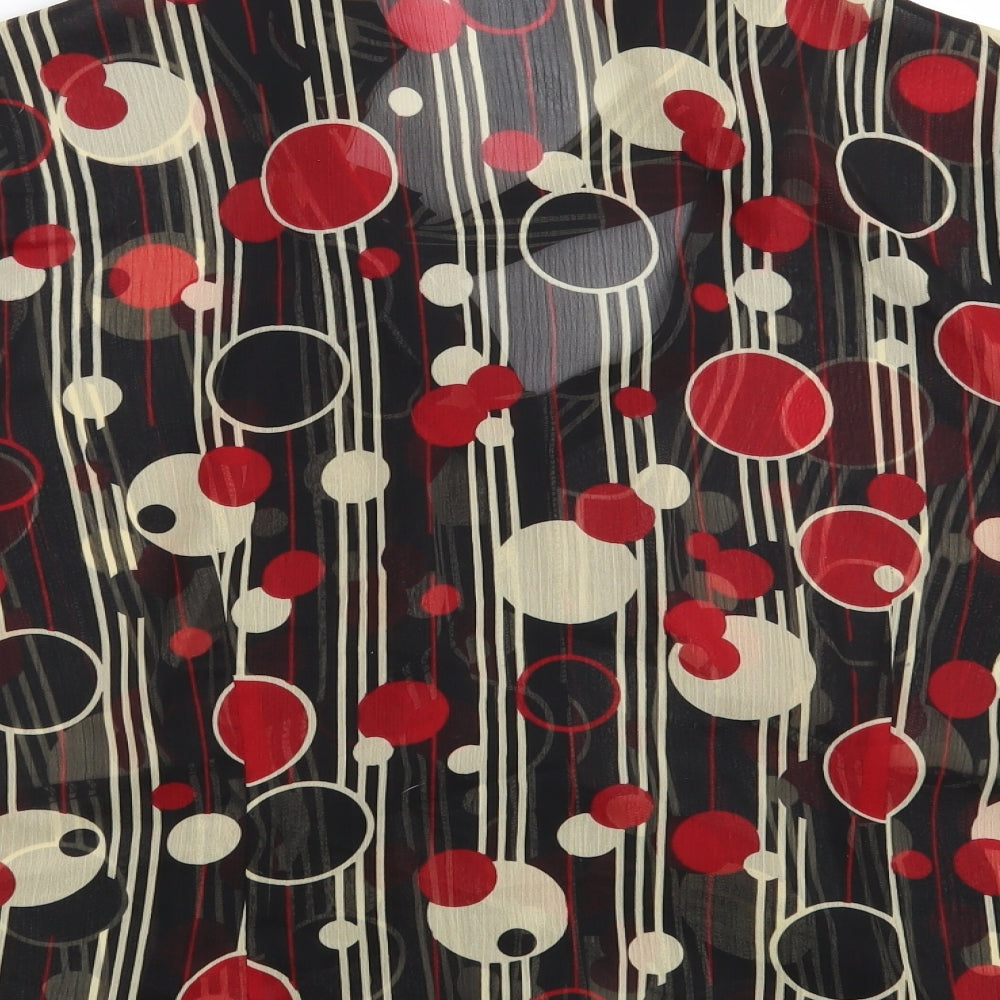 EWM Womens Black Striped Polyester Basic Button-Up Size 22 V-Neck