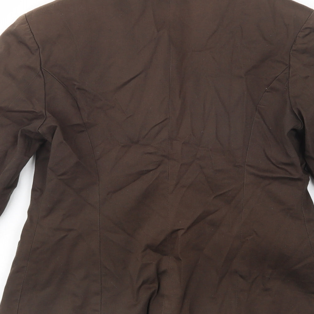 Brand and care label for Fionella women’s green jacket blazer, size XS, button