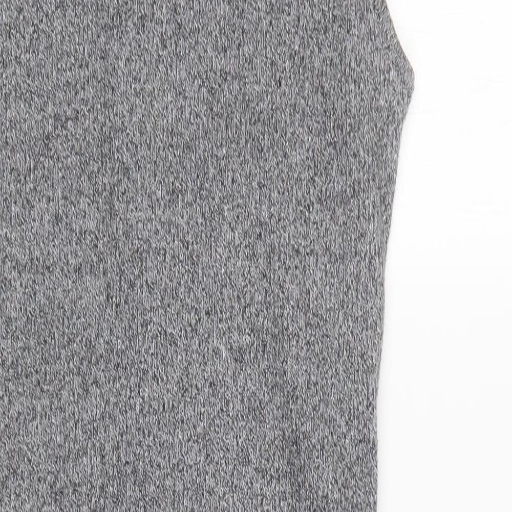 Brand and care label for Azalea women’s grey mock neck polyester tunic jumper, size M