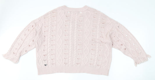 Womens UK Size 8 Religion Pink Pullover Jumper