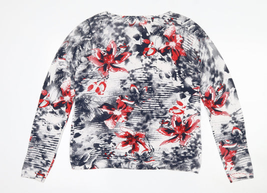 Gerry Weber Womens Blue Round Neck Geometric 100% Cotton Pullover Jumper Size 12