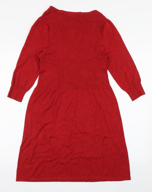 George Womens Red Viscose Jumper Dress Size 16 Scoop Neck Pullover