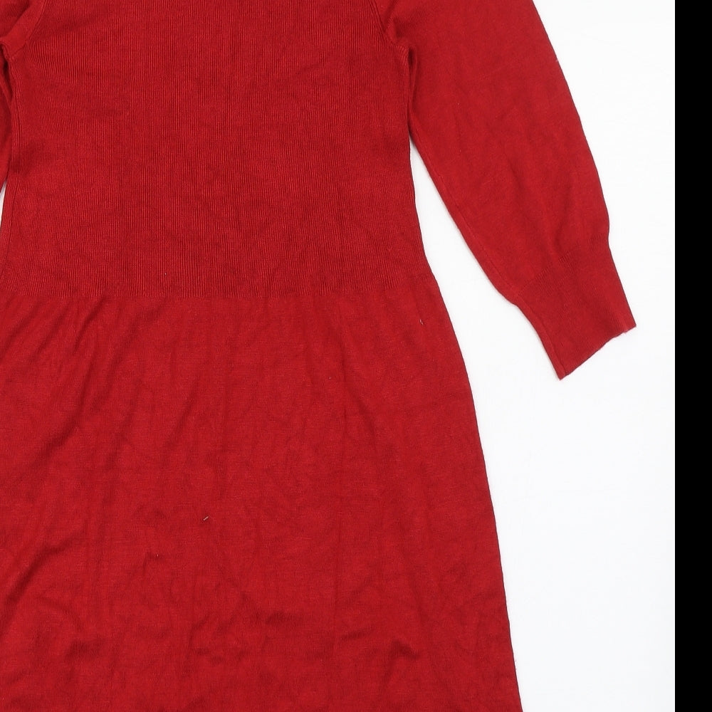 George Womens Red Viscose Jumper Dress Size 16 Scoop Neck Pullover