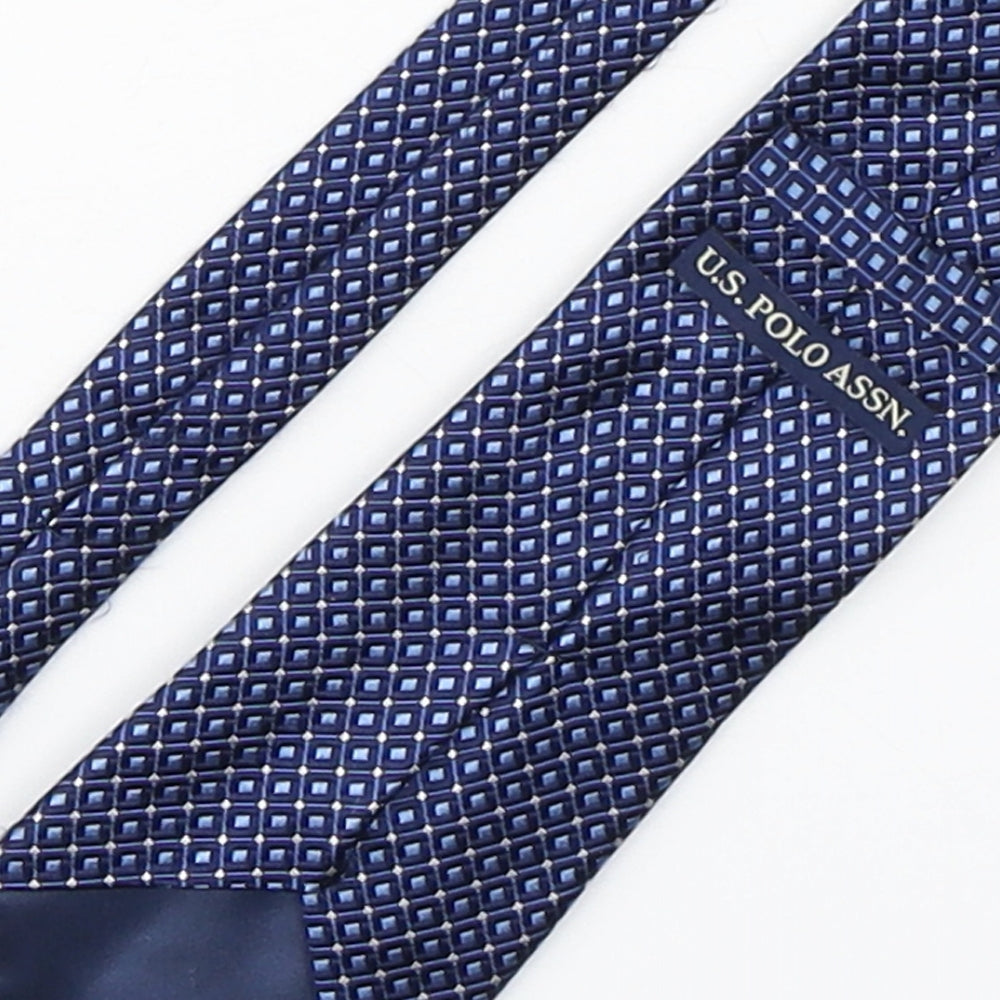 US Polo Assn. Mens Blue Plaids & Checks Silk Pointed Tie One Size