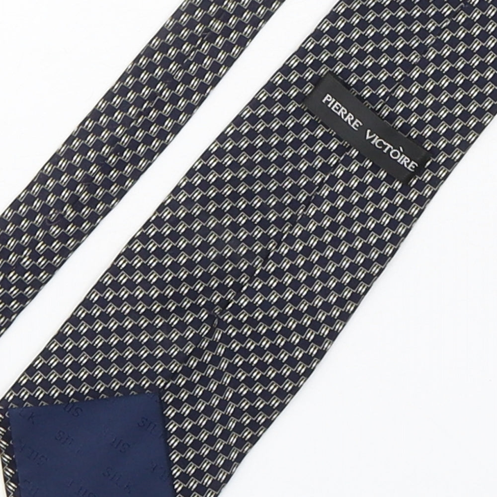 Pierre Victoire Mens Multicoloured Geometric Silk Pointed Tie One Size