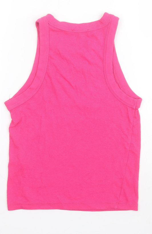 Womens UK Size L Stradivarius Pink Cropped T-Shirt