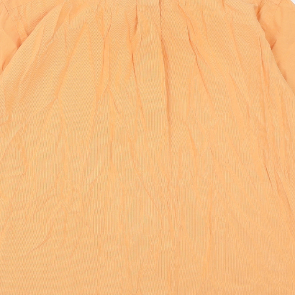 Mens UK Size 17 Marks and Spencer Orange Button-Up Short Sleeve Casual Shirt