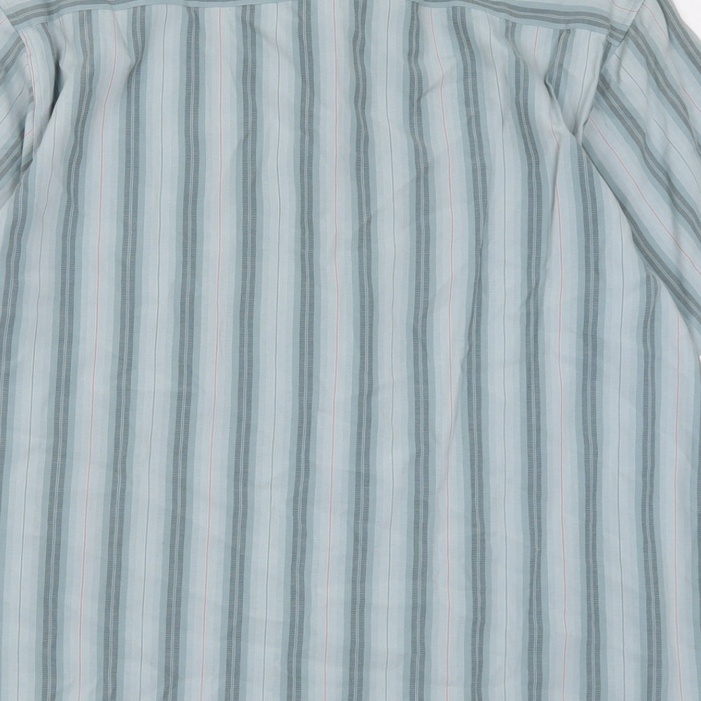 Mens UK Size L EAST Green Button-Up Short Sleeve Casual Shirt