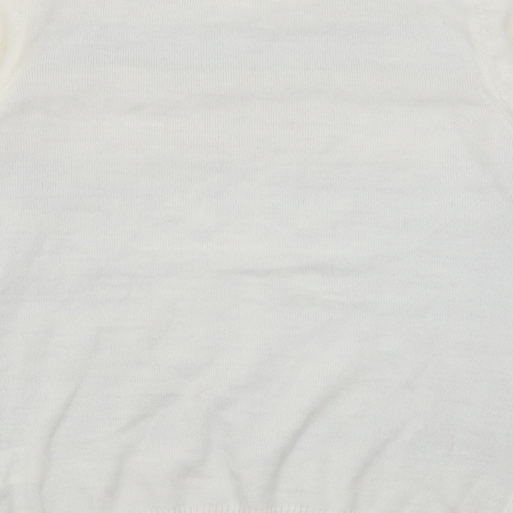 Avenue Womens Ivory Crew Neck Acrylic Pullover Jumper Size S - Snow Flakes