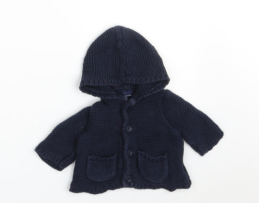 Gap Boys Blue 100% Cotton Cardigan Jumper Size 3-6 Months Button