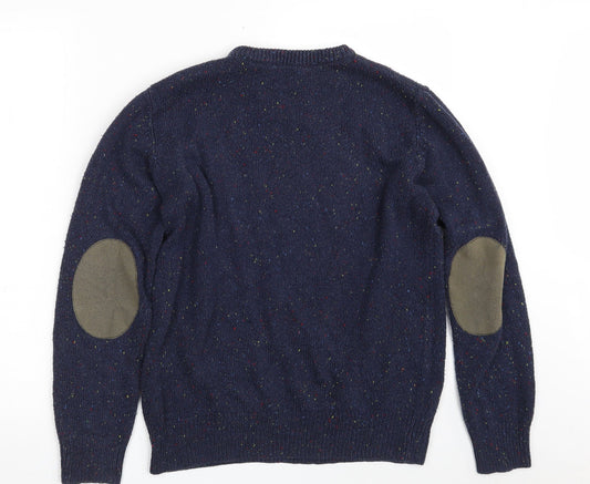 Cedar Wood State Mens Blue Crew Neck Acrylic Pullover Jumper Size S