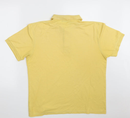 St. Bernard Mens Yellow Polyester Polo Size M Collared Button