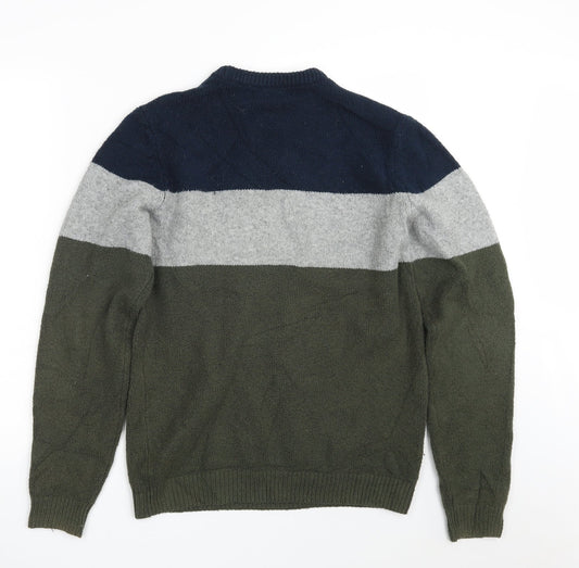 Easy Mens Multicoloured Crew Neck Cotton Pullover Jumper Size S - Colorblock