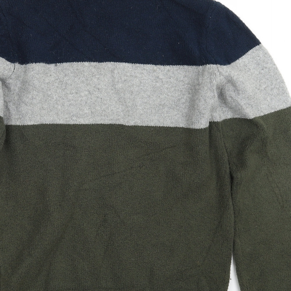 Easy Mens Multicoloured Crew Neck Cotton Pullover Jumper Size S - Colorblock