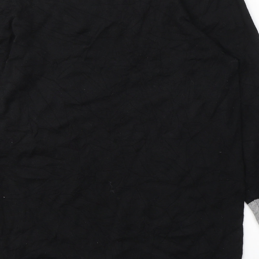 Brand and care label for Papaya women’s black colourblock acrylic jersey blouse, size UK 8, round neck