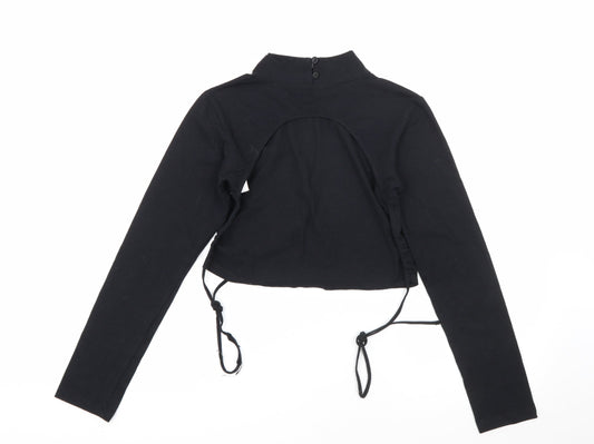 Motel Womens Black High Neck Cotton Pullover Jumper Size L